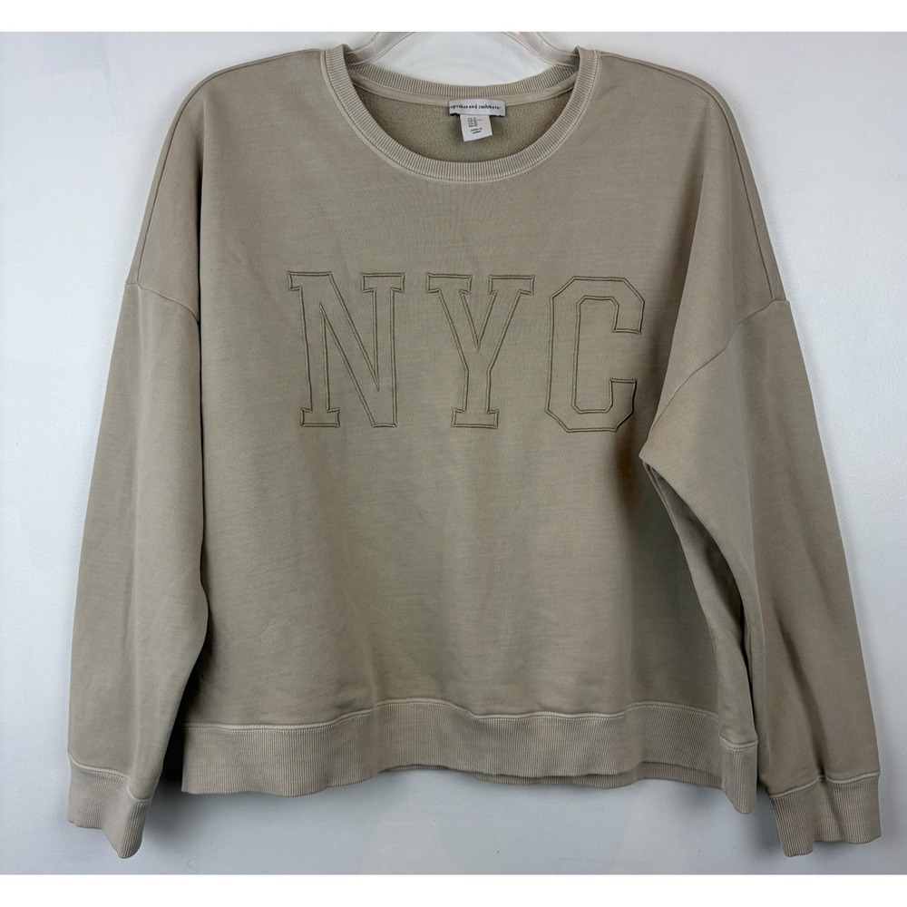 Cupcakes Cashmere NYC Sweatshirt Womens XL Beige Tan Casual Capsule Minimalist